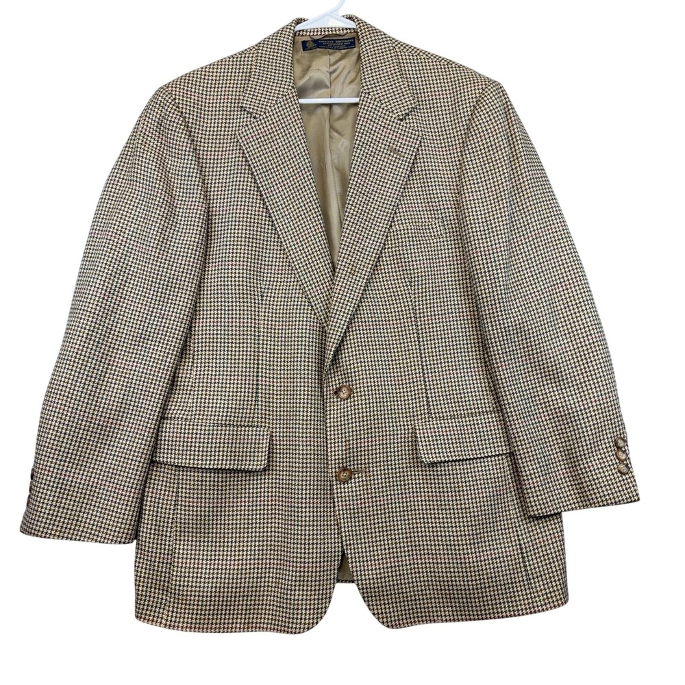 Brooks Brothers Sport Coat Blazer Mens 42 Regular Brown Wool Check Tweed USA